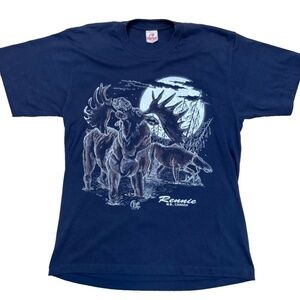 Vintage 90s Moose T Shirt Single Stitch Daquin L Graphic Nature Retro Rennie CA